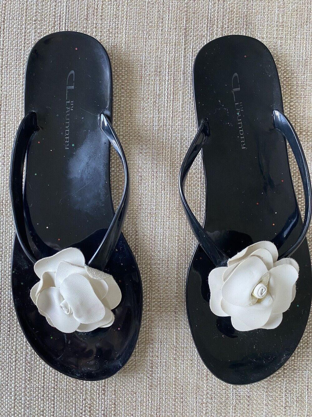 CL BY LAUNDRY Bow Flip Flops Sandals Black EU 40